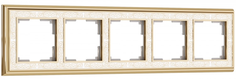 Рамка на 5 постов WL77-Frame-05 Palacio Gracia (золото/белый) - купить в Туле