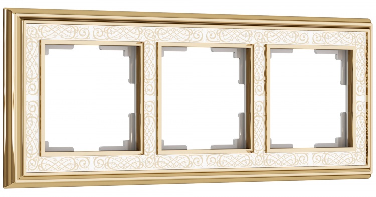 Рамка на 3 поста WL77-Frame-03 Palacio Gracia (золото/белый) - купить в Туле