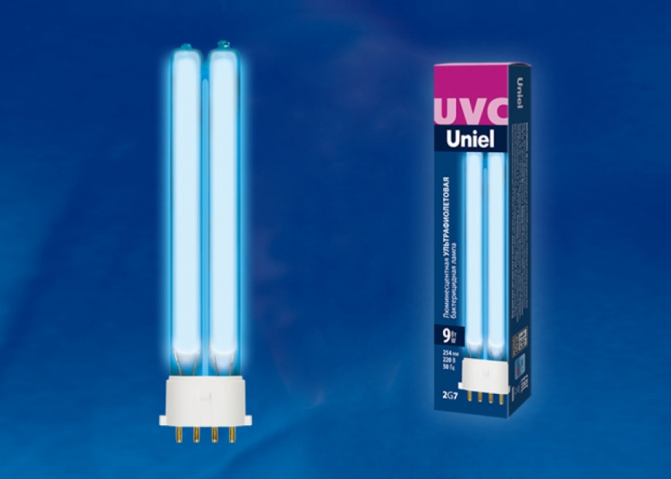 Лампа люминесцентная ультрафиолетовая бактерицидная ESL-PL-9/UVCB/2G7/CL  спектр UVC 254нм с гарантией 
