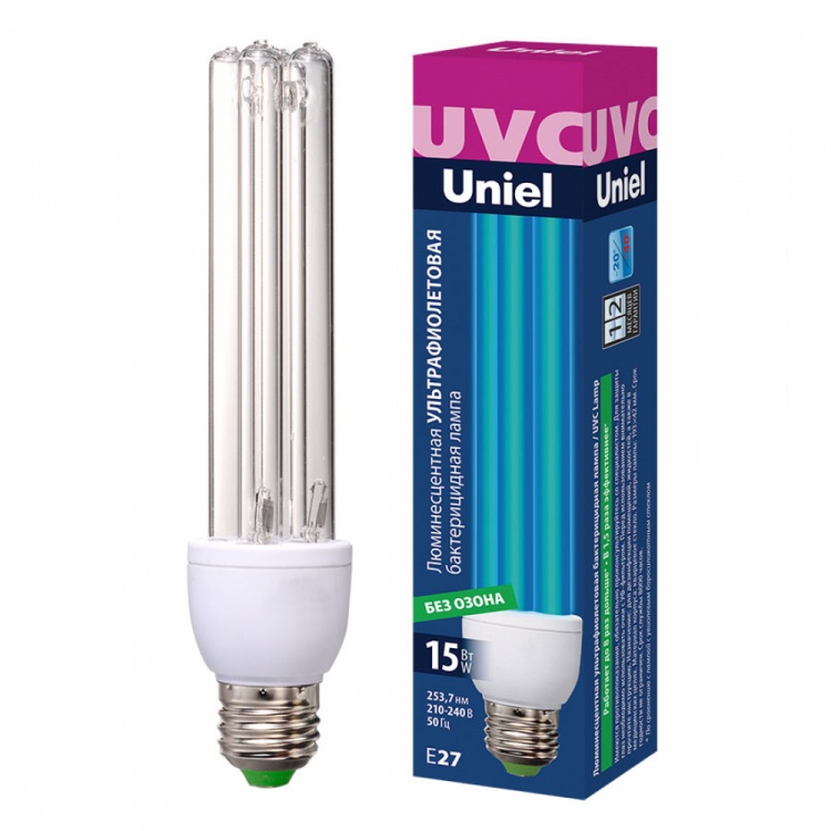 Лампа ультрафиолетовая бактерицидная ESL-PLD-15/UVCB/E27/CL спектр UVC 253,7нм с гарантией 