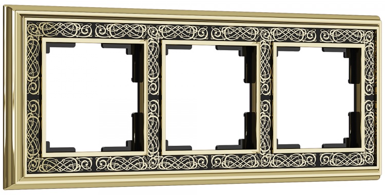 Рамка на 3 поста WL77-Frame-03 Palacio Gracia (золото/черный) - купить в Туле