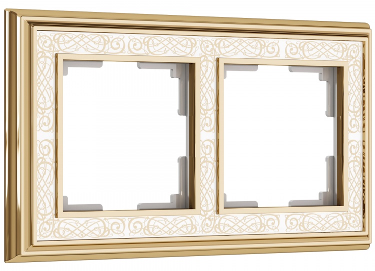 Рамка на 2 поста WL77-Frame-02 Palacio Gracia (золото/белый) - купить в Туле
