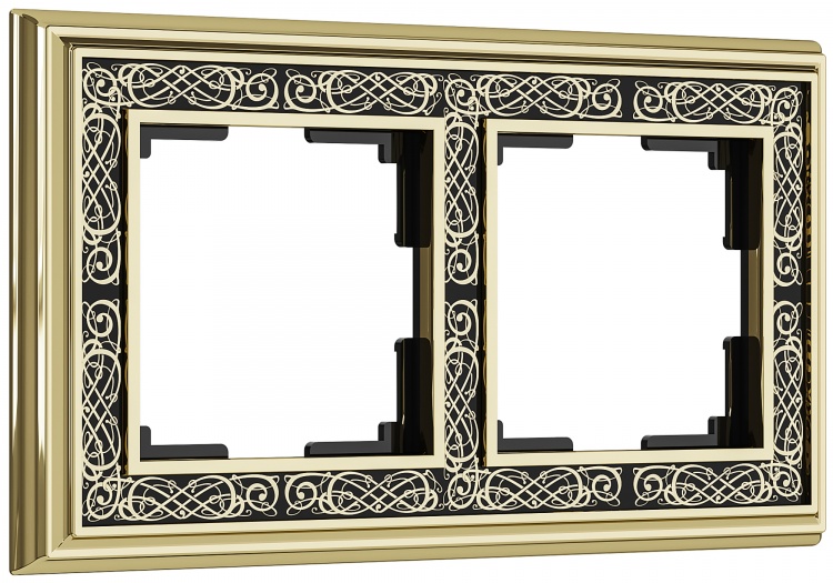 Рамка на 2 поста WL77-Frame-02 Palacio Gracia (золото/черный) - купить в Туле