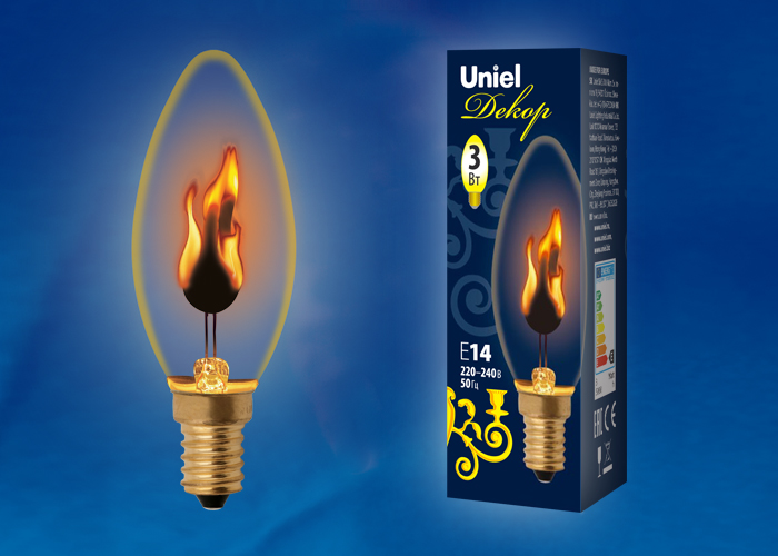 Декоративная лампа-пламя IL-N-C35-3/RED-FLAME/E14/CL с гарантией 